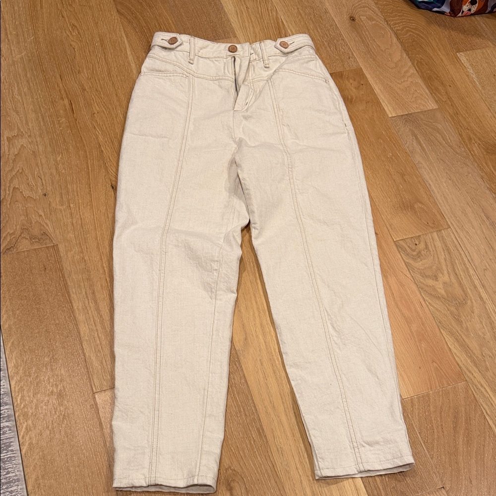 Free People we the free‎ cotton linen blend pants  Cream High-Waisted Pants 27